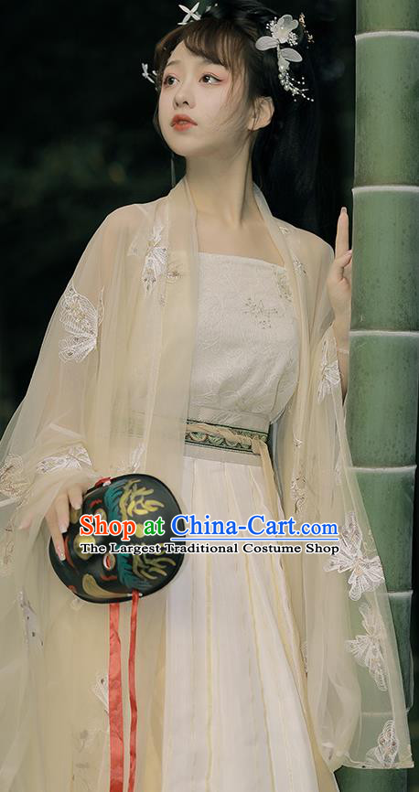 China Song Dynasty Royal Princess Apricot Dresses Ancient Palace Lady Garment Costumes Hanfu Ruqun Clothing