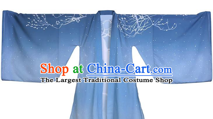 China Jin Dynasty Young Hero Clothing Ancient Swordsman Garment Costumes Blue Hanfu
