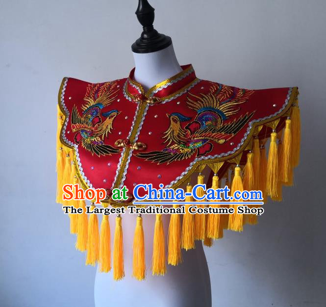 China Immortal Red Cappa Fiesta Parade Master Embroidered Costume Folk Dance God Clothing