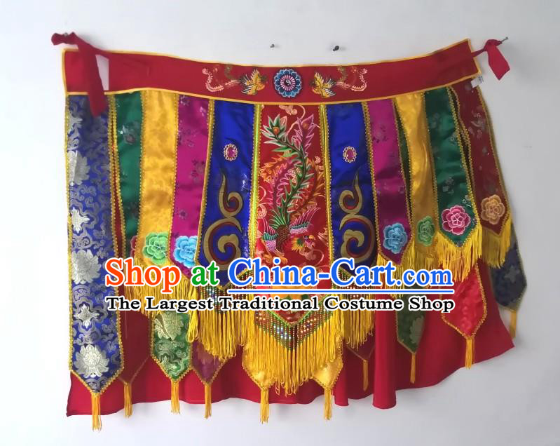 China Folk Dance Clothing Nuo Opera Immortal Combat Red Outfit Fiesta Parade God Embroidered Cappa and Skirt