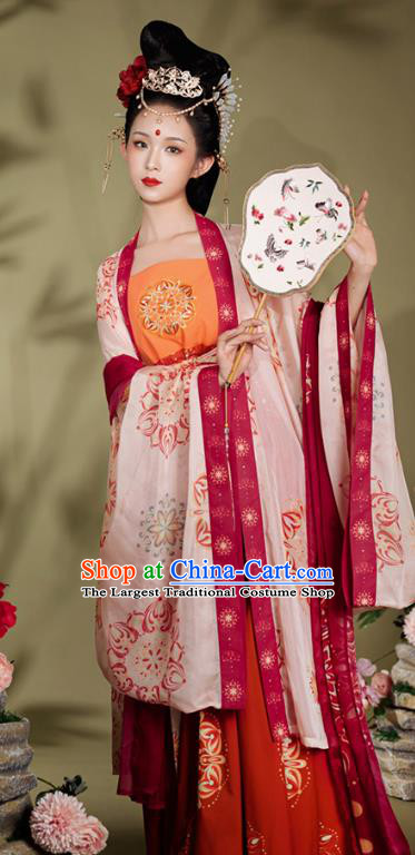 China Ancient Court Empress Garment Costumes Traditional Hanfu Dresses Tang Dynasty Imperial Consort Red Clothing