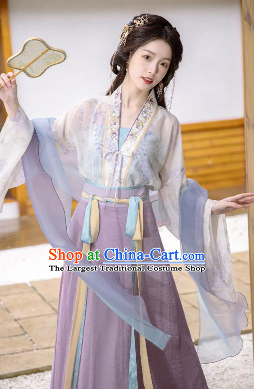 China Ancient Goddess Garment Costumes Traditional Hanfu Dresses Jin Dynasty Court Princess Clothing