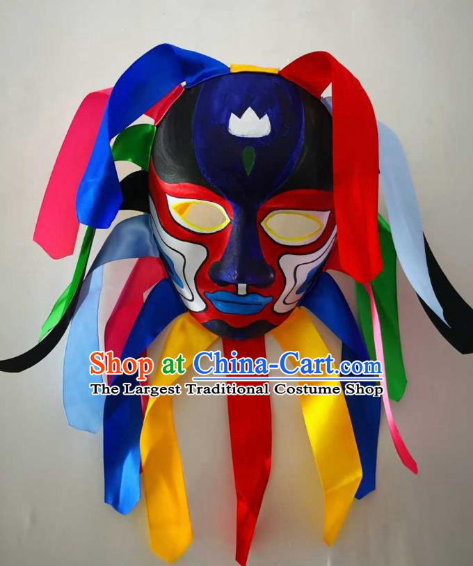 China Hand Painted Nuo Opera Mask Sacrifice Dance Headwear Drama God Masque