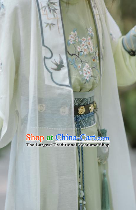 Chinese Male Hanfu Song Dynasty Costumes Ancient Swordsman Green Clothing
