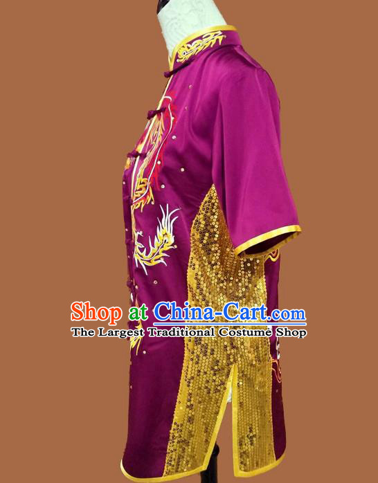 Chinese Wushu Tournament Uniform Kongfu Performance Purple Outfit Chang Quan Competition Clothing