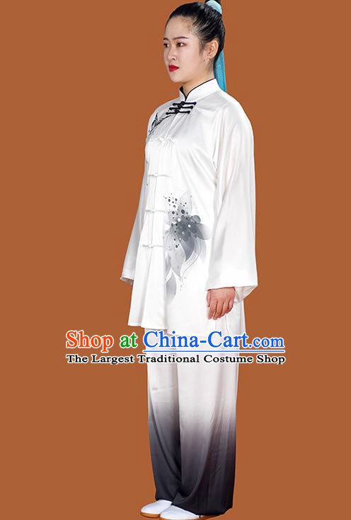 Chinese Kongfu Clothes Taijiquan Performance Ink Painting Butterfly Outfit Tai Chi Competition Clothing Wushu Tournament Uniform