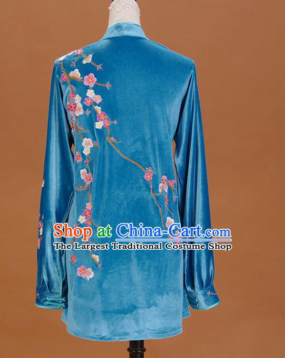 Chinese Winter Taiji Quan Training Uniform Wushu Competition Clothes Female Tai Chi Blue Suit Martial Arts Clothing