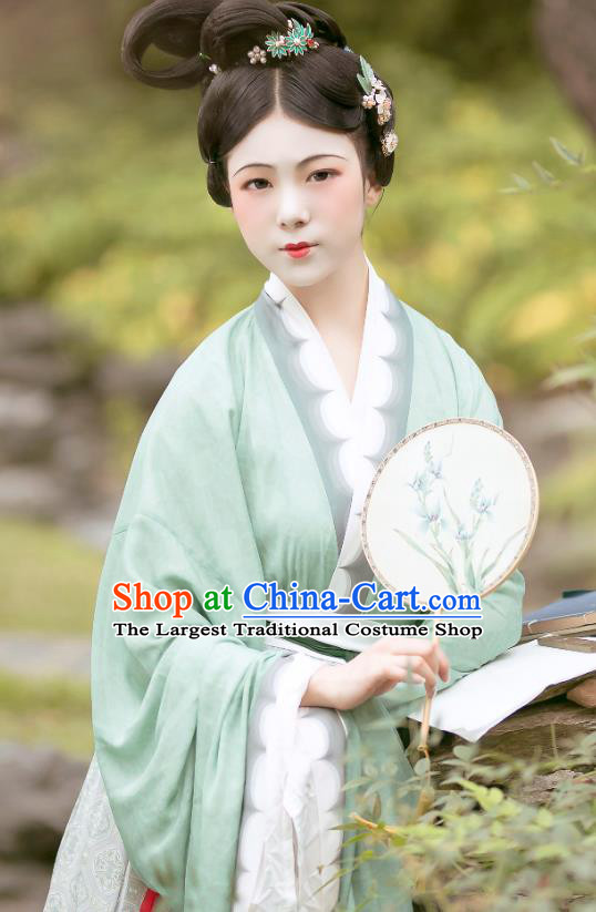 Chinese Traditional Court Lady Hanfu Fashion Ancient Palace Beauty Garment Costumes Song Dynasty Princess Green Dresses
