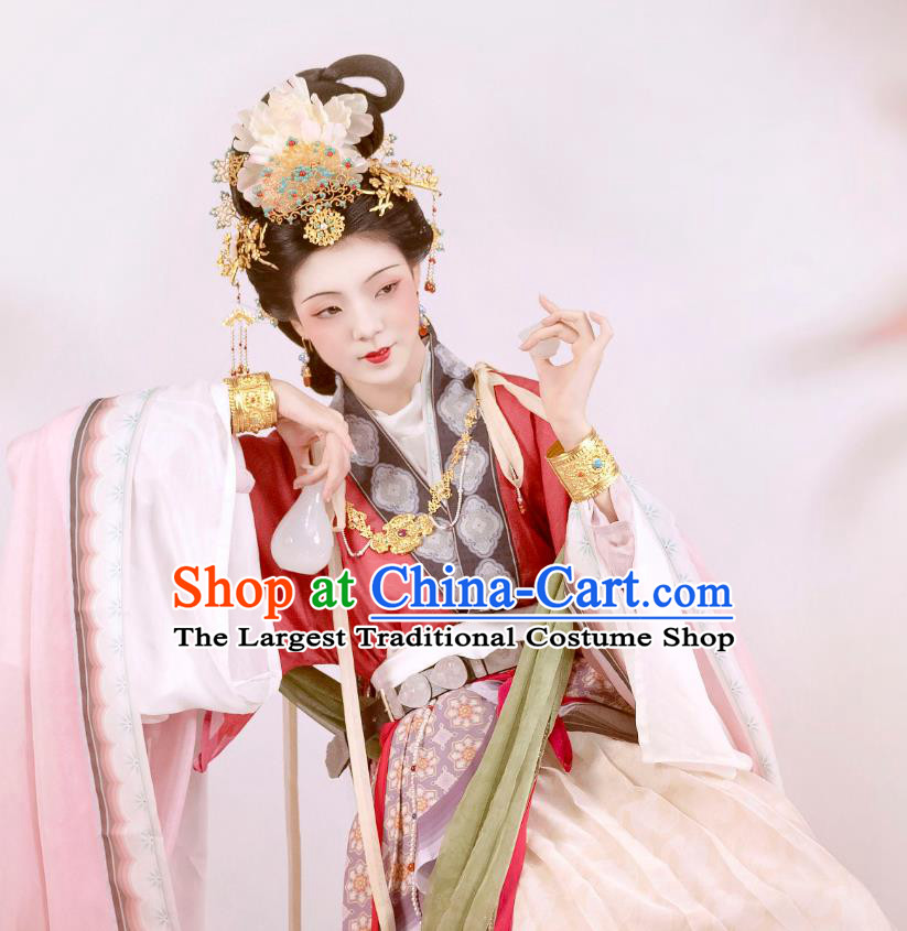 China Song Dynasty Court Woman Garment Costumes Traditional Hanfu Ancient Palace Beauty Clothing Complete Set