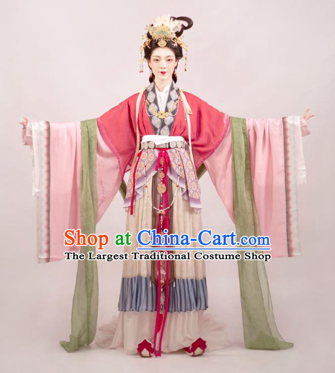 China Song Dynasty Court Woman Garment Costumes Traditional Hanfu Ancient Palace Beauty Clothing Complete Set