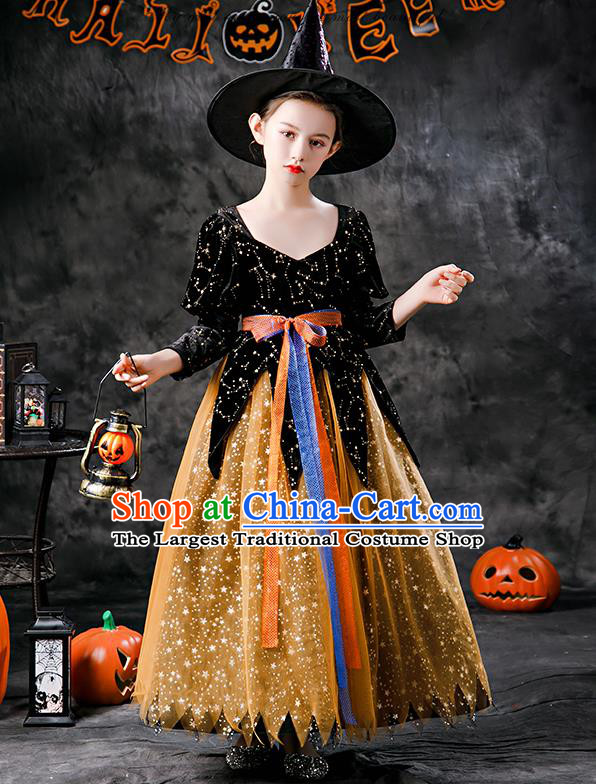 Halloween Girl Stage Show Costume Cosplay Witch Fashion Kid Performance Dress Children Day Clothing