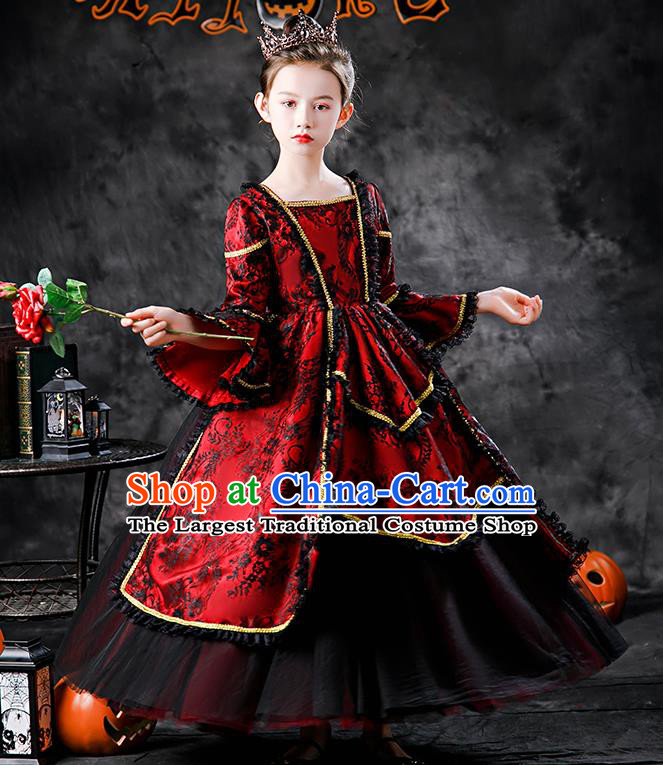 Halloween Queen Clothing Girl Stage Show Costume Cosplay Witch Fashion Kid Performance Dress