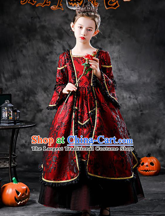Halloween Queen Clothing Girl Stage Show Costume Cosplay Witch Fashion Kid Performance Dress