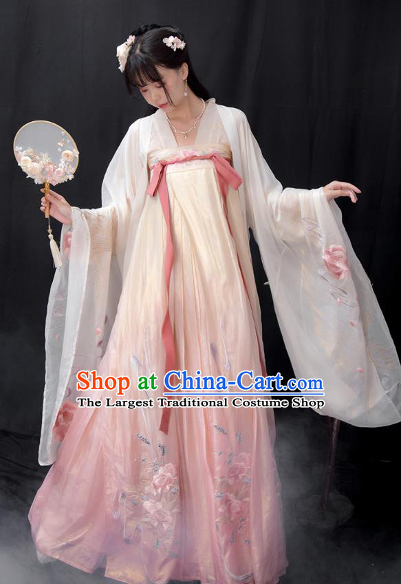 Traditional Female Hanfu Dresses Chinese Ancient Goddess Clothing Tang Dynasty Princess Embroidered Costumes