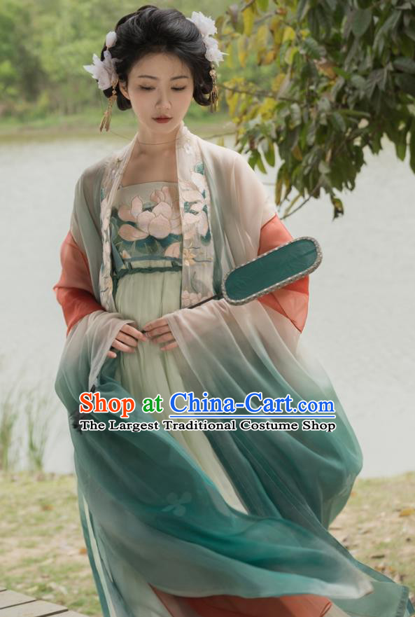 China Traditional Ruqun Green Hanfu Dress Ancient Fairy Costumes Tang Dynasty Imperial Consort Clothing