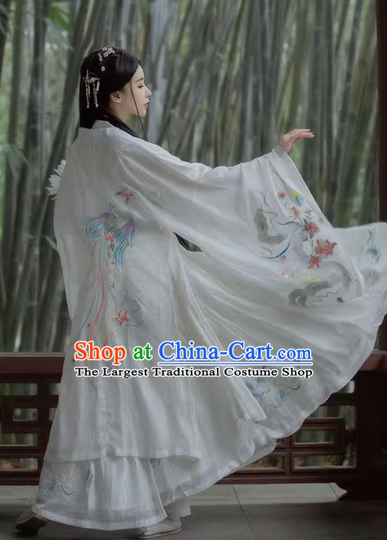 China Ming Dynasty Princess Clothing Traditional Woman White Hanfu Dress Ancient Goddess Peri Costumes