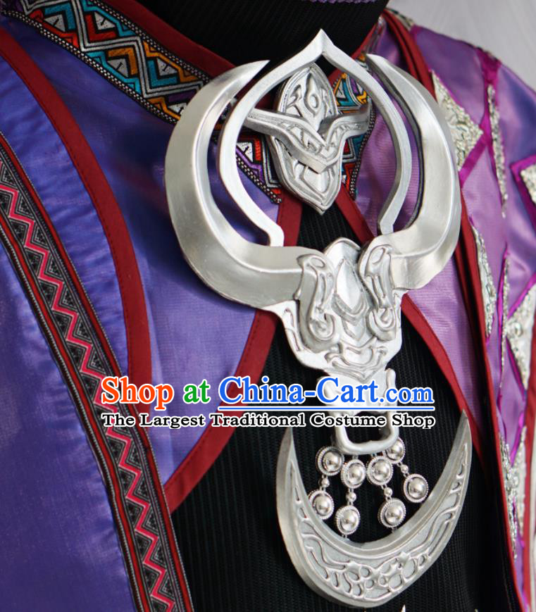 Top Ancient Ethnic Sorceress Costumes Cosplay Swordswoman Purple Clothes Jian Xia Qing Yuan Five Deadly Venoms Lady Clothing