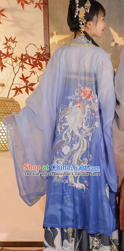 Ancient China Traditional Hanfu Runqun Blue Dress Fairy Costumes Tang Dynasty Woman Clothing