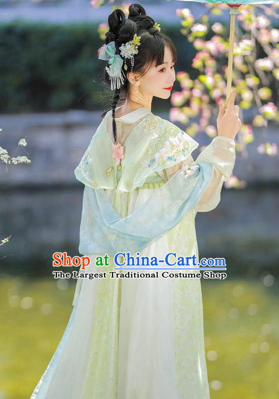 China Hanfu Green Dresses Ancient Young Lady Clothing Traditional Costumes
