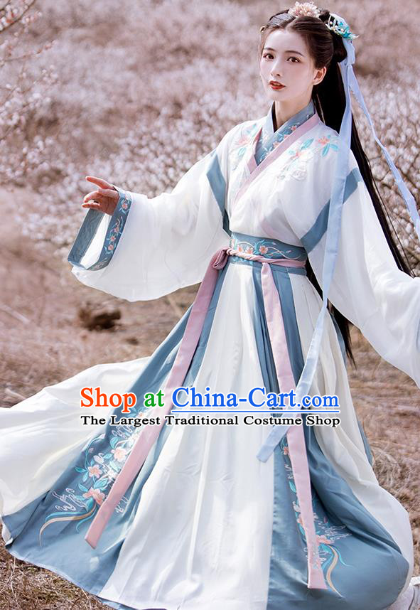 China Jin Dynasty Female Costumes Ancient Swordswoman Clothing Traditional Costumes Hanfu Dresses