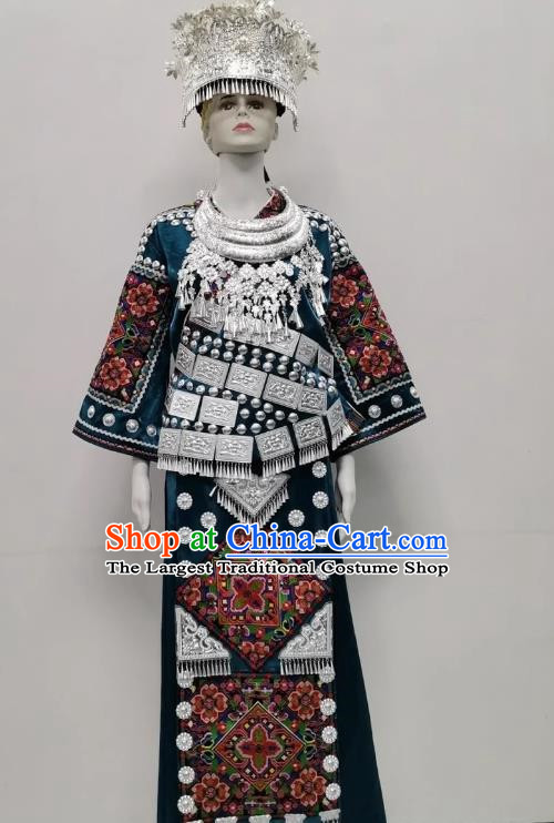 Miao And Dong Ethnic Costumes Antique Original Performance Full Set Of Miao Silver Embroidery