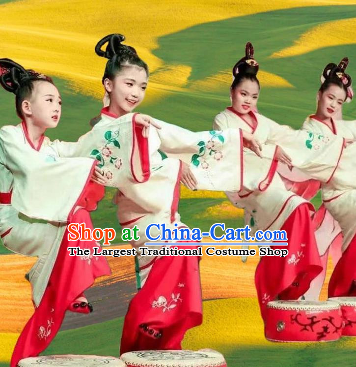 Han And Tang Dynasty Dance Orange Song Performance Costumes Children Classical Ethnic Chinese Style Performance Costumes Children Performance Costumes