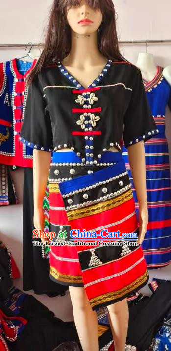 China Ethnic Wa Minority Costume 2 Piece National Festival Activity Costume National Dance Performance Costume