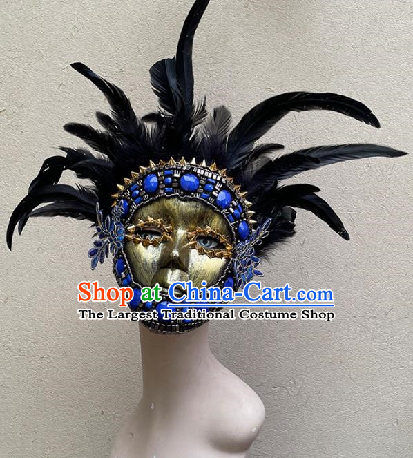 Indian Tribal Ethnic Feather Men's Mask Performance Art Catwalk Party Halloween