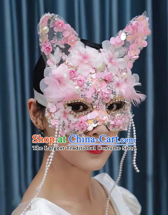 Pink Heavy Industry Cat Ears Super Flash Forest Mask Halloween Masquerade Party Female Cosplay Mask