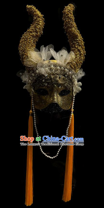 Chinese Hanfu Golden Tassel Mask Halloween Party Prom Mask