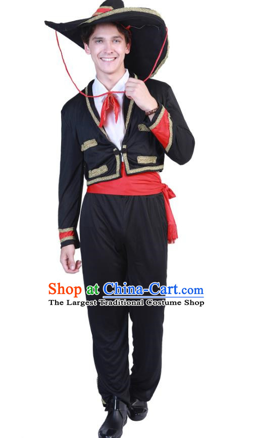Mexican Traditional Costume Performance Costume Men Big Brim Hat Clothes Suit Day Of The Dead National Dance Props Costume