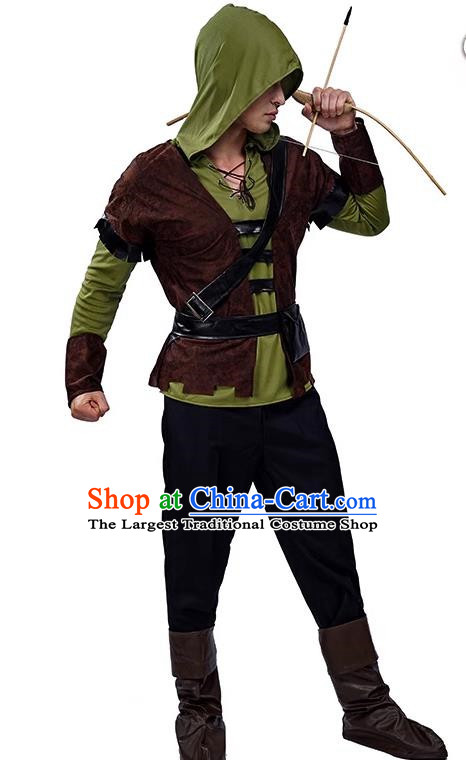 Retro Archer Costumes European Adult Children Cosplay Witcher Shadow Shooter Hooded Clothes Halloween