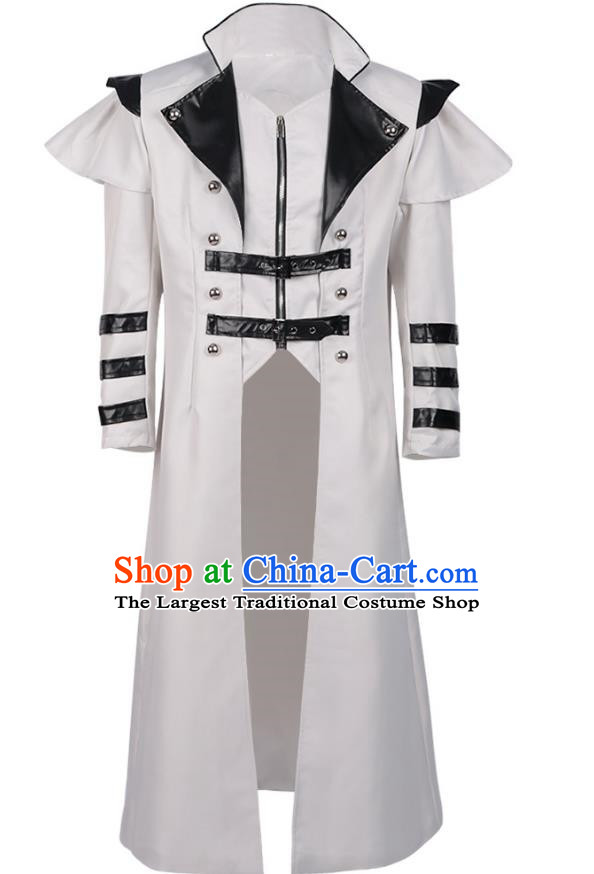 Retro Medieval Royal Guard Coat Male Cosplay Black And White Angel Battle Suit Costume Large Size Long-Sleeved Halloween