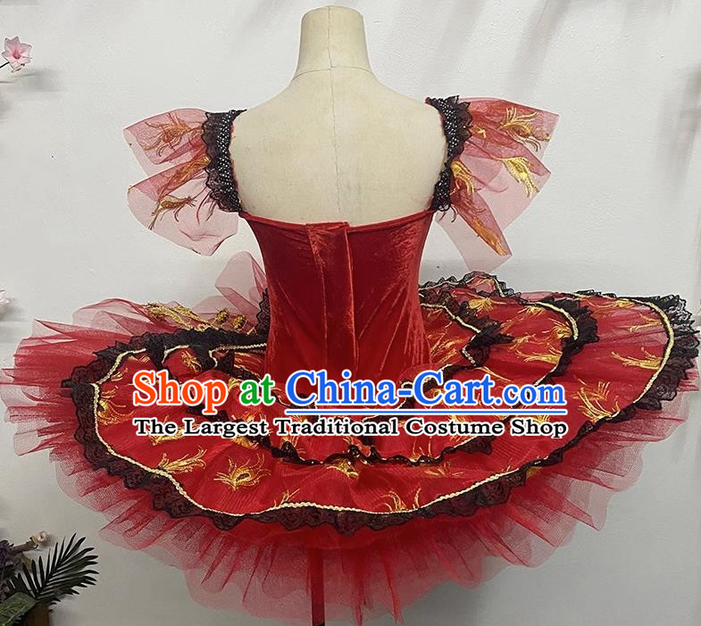 Professional Classical Ballet Performance Costume Competition Suit TUTU Gauze Skirt Practice Skirt Ballet Dance Suit Big Red
