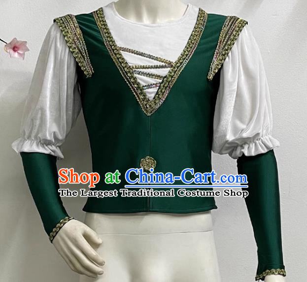 Men Prince Ballet Performance Costume Fake Two Piece Single Top Costume