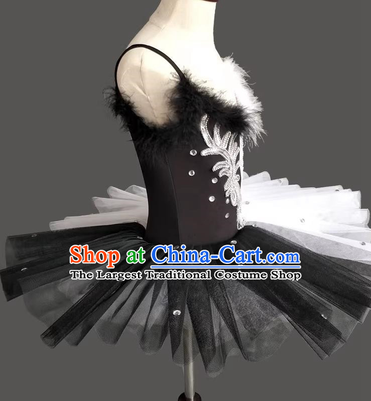 Children Little Swan Dance Sling Ballet Skirt Swan Lake Tutu Skirt Black And White Professional Ballet TUTU Skirt