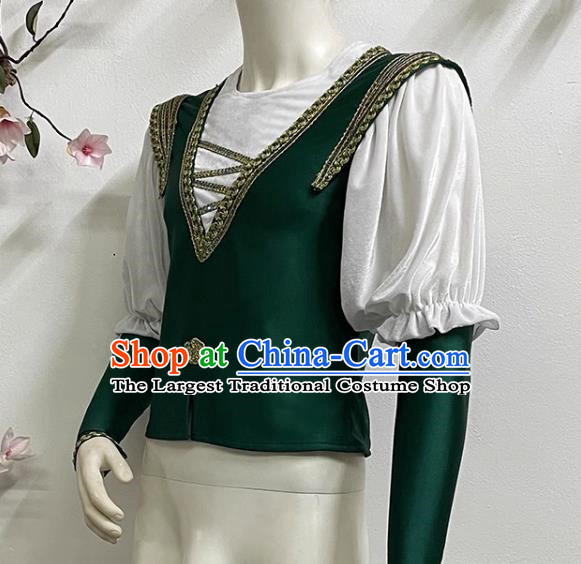 Men Prince Ballet Performance Costume Fake Two Piece Single Top Costume