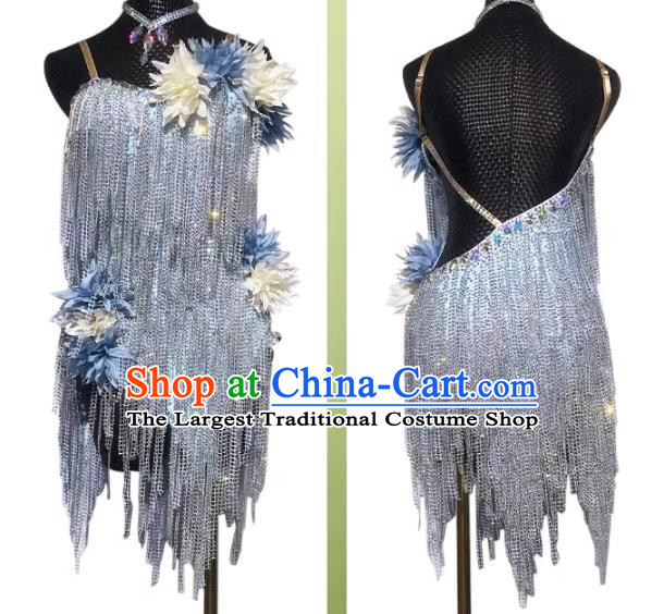 Latin Dance Competition Flower Costume Children Performance Costume Professional Art Test Adult High End Flower Performance With Diamonds