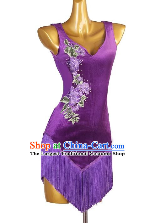 Latin Dance Dress Performance Competition Suit Rumba Cha Cha Dance Skirt Fringed Samba Dance Skirt