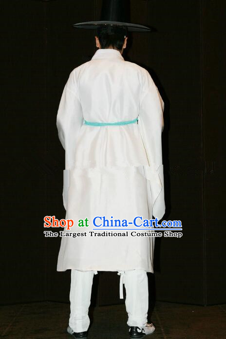 Korean Traditional Wedding Clothing Groom Fashion White Hanbok Prince Costume