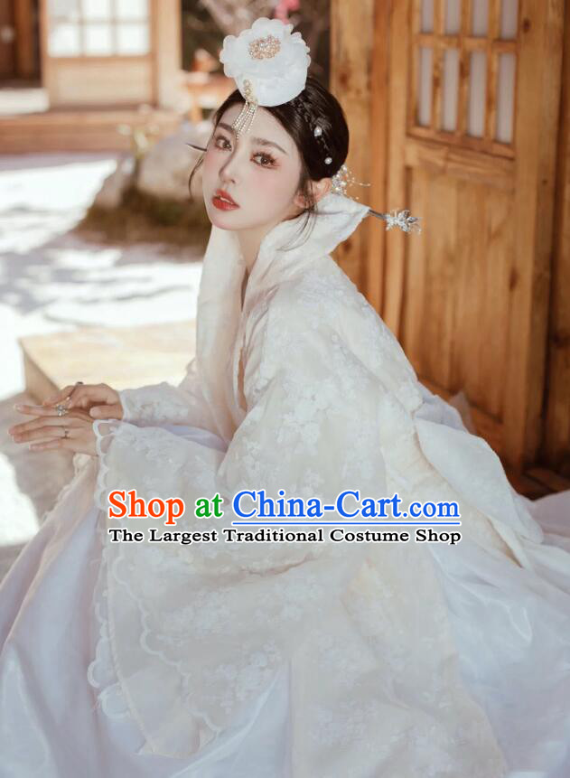 Korean Bride White Fashion Princess Hanbok Traditional Costume Wedding Dress