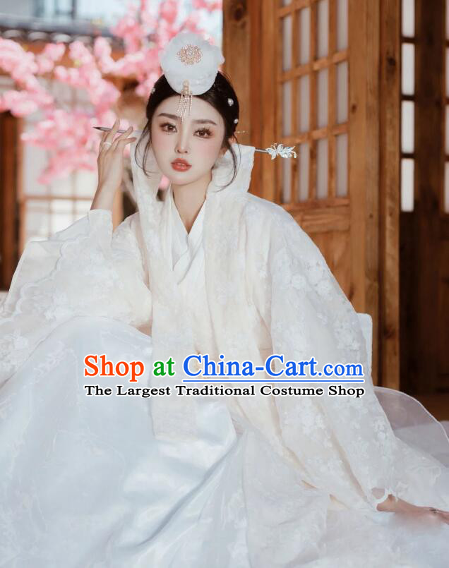 Korean Bride White Fashion Princess Hanbok Traditional Costume Wedding Dress