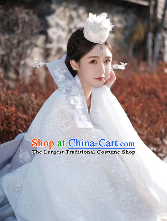 Korean Wedding Dress Bride White Fashion Princess Hanbok Traditional Costume Complete Set