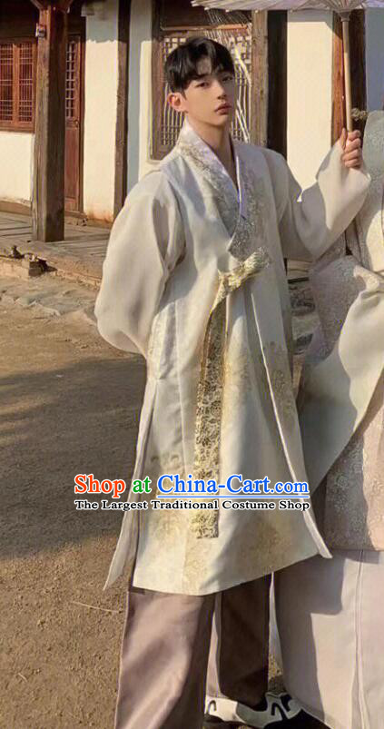 Korean Traditional Costume Wedding Fashion Groom White Outfit Prince Hanbok