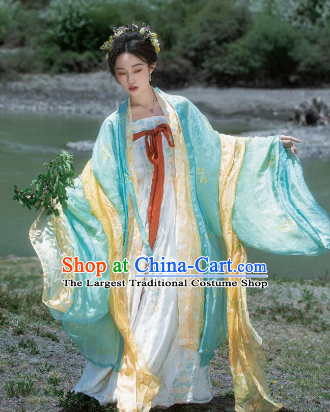 China Ancient Court Woman Silk Dresses Woman Hanfu Tang Dynasty Princess Clothing Traditional Costumes