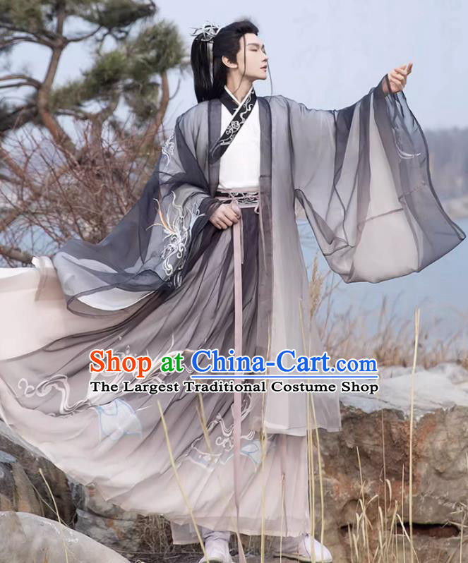 Chinese Jin Dynasty Noble Childe Costumes Traditional Male Hanfu Ancient Swordsman Clothing
