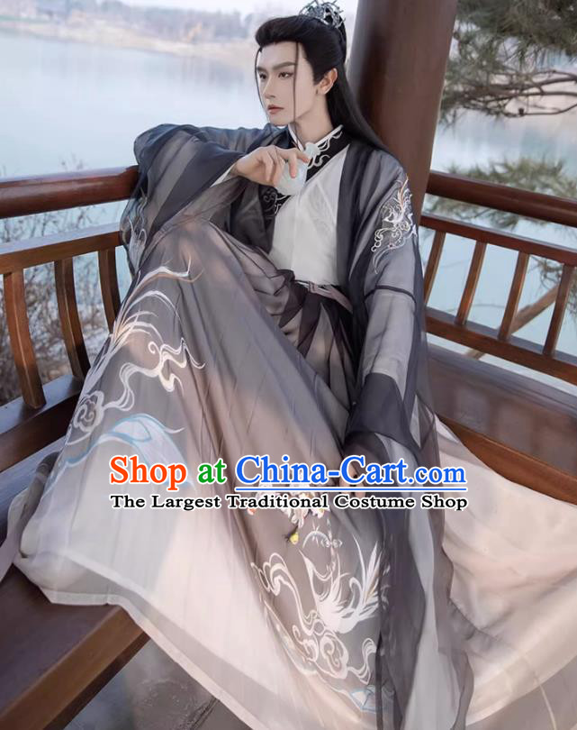 Chinese Jin Dynasty Noble Childe Costumes Traditional Male Hanfu Ancient Swordsman Clothing