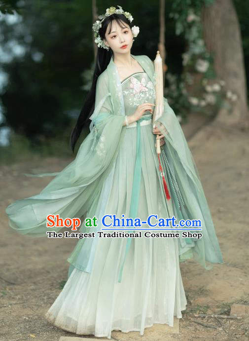 Chinese Ancient Goddess Clothing Song Dynasty Royal Princess Costumes Traditional Woman Green Hanfu Dresses