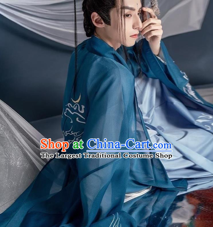 China Jin Dynasty Young Childe Garment Costumes Ancient Swordsman Clothing Traditional Chivalrous Hanfu Set