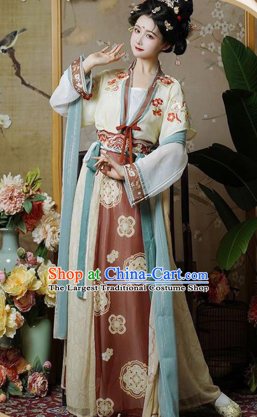 China Traditional Young Lady Hanfu Dress Tang Dynasty Princess Garment Costumes Ancient Woman Clothing